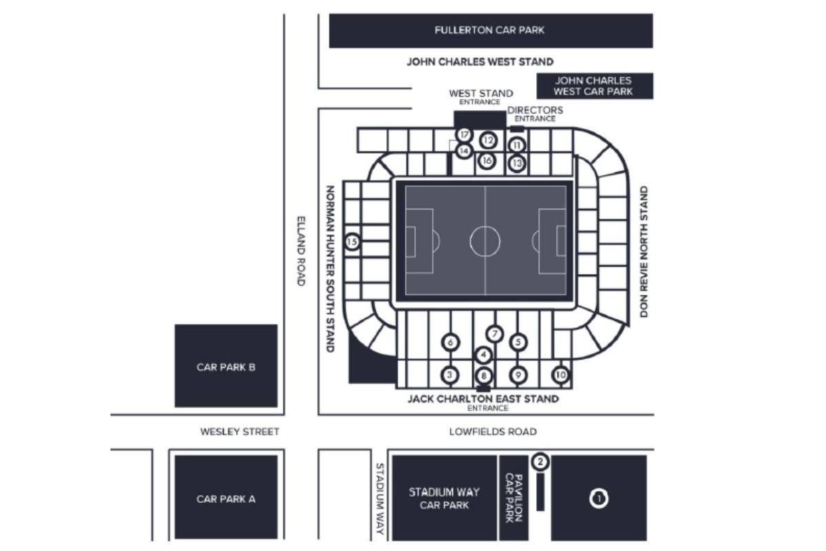 Leeds United FAQ's Hospitality Stadium Map Leeds United FAQ's Hospitality Stadium Map